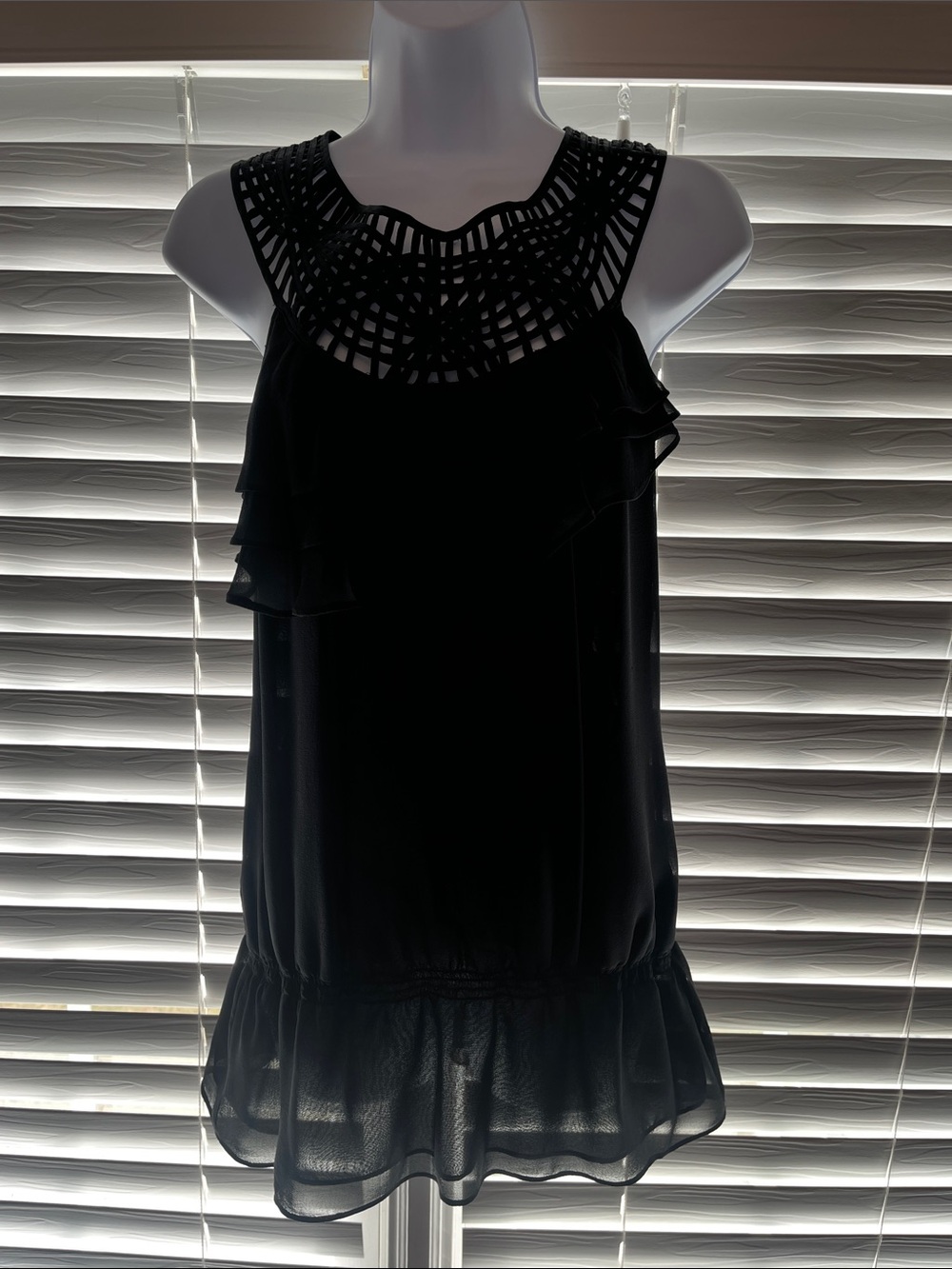 WHBM Black Silk Top (M)